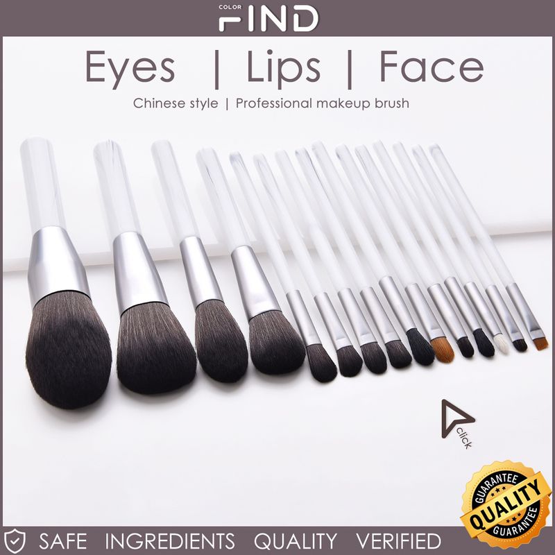 FINDCOLOR 15 set di pennelli per trucco professionale bianchi in stile cinese, design con inchiostro di montagna, alta qualità_voghion.com