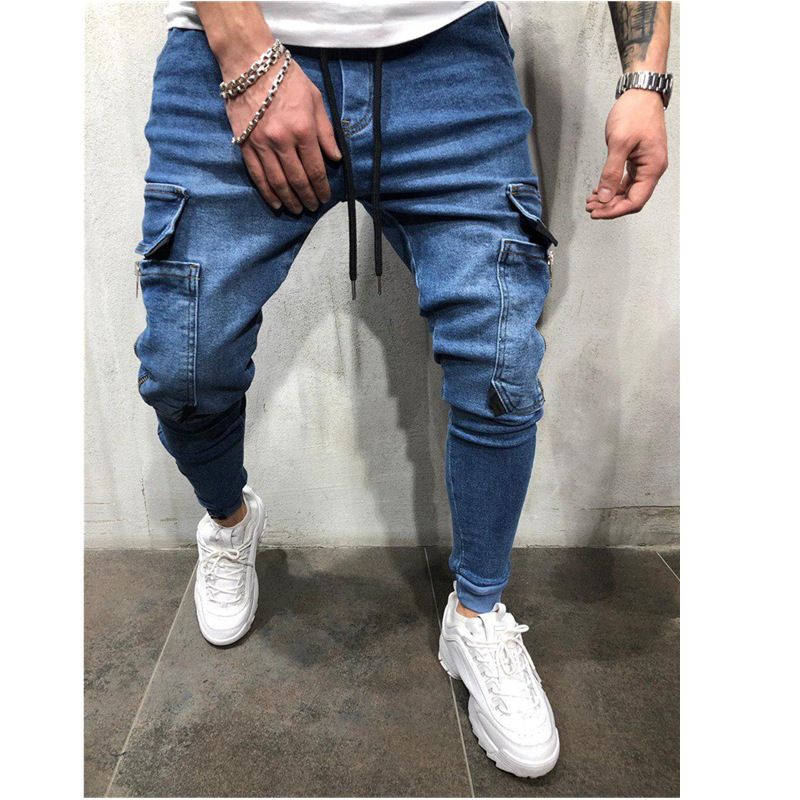 Lässige Sport-Bleistifthosen, Leggings, Multi-Pocket-Jeans für Herren_voghion.com