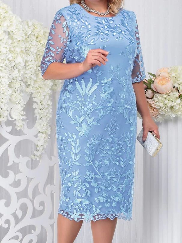 New Women's Plus size Dresses with Embroidered Lace Fit Cocktail Dresses for Spring and Summer Seasons_voghion.com