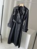 Women's fashion imitation leather long trench coat coat autumn loose long sleeve long trench coat_voghion.com