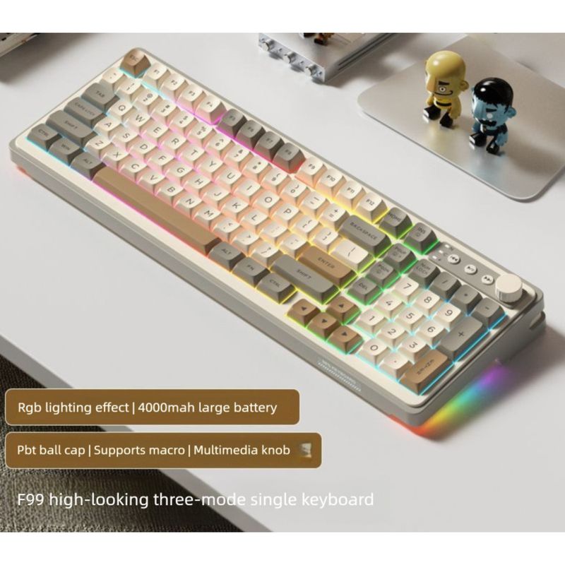 Real Mechanical Feel Wireless Keyboard Set Bluetooth High Aesthetic Girls Computer Office Gaming Key Mouse_voghion.com