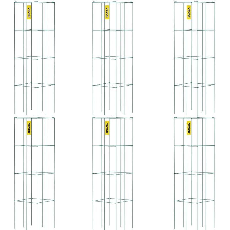 X Tomato Climbing 14.6 Towers Tomato Cages Square PVCCoated Green Cages 14.6 Vegetables Support 39.4 6 X For Packs Steel Plant_voghion.com