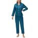Underwear Sleepwears Seid Pyjamas Damen Langarm Satin Grouss Gréisst Pyjamas Heem Kleeder_voghion.com