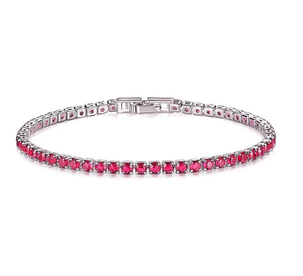 Skinnende rund kobberindlæg zirkon tennisarmbånd_voghion.com