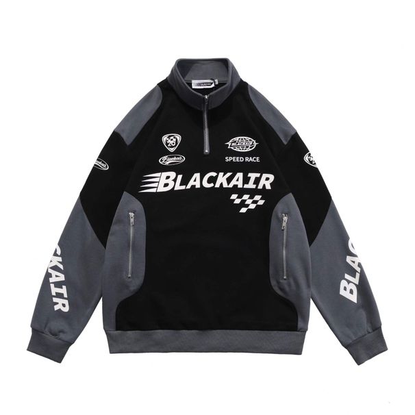 Herenkleding retro half zip kleur bijpassende racepak sweatshirt mannen en vrouwen lente en herfst paar trendy high street motorjack_voghion.com