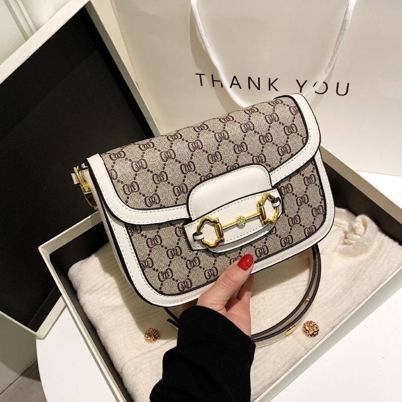 Sac de selle Horsebit pour femmes, sac sous les bras imprimé rétro tendance, Niche, sac à bandoulière simple épaule_voghion.com