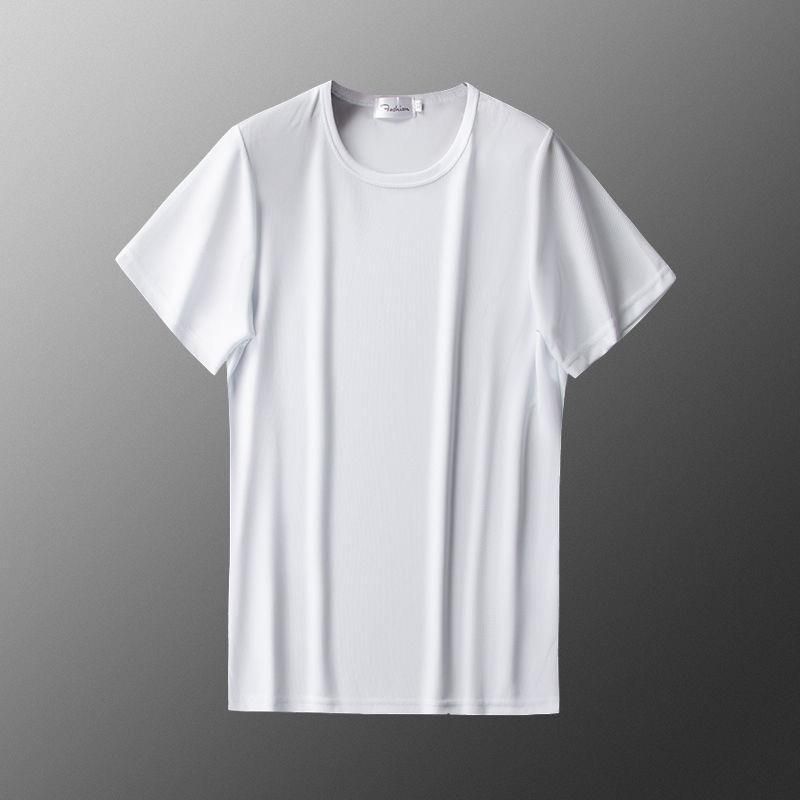 Men's clothing T-shirt men's short-sleeved summer thin V-neck breathable mesh air-conditioning shirt elastic loose large size top_voghion.com