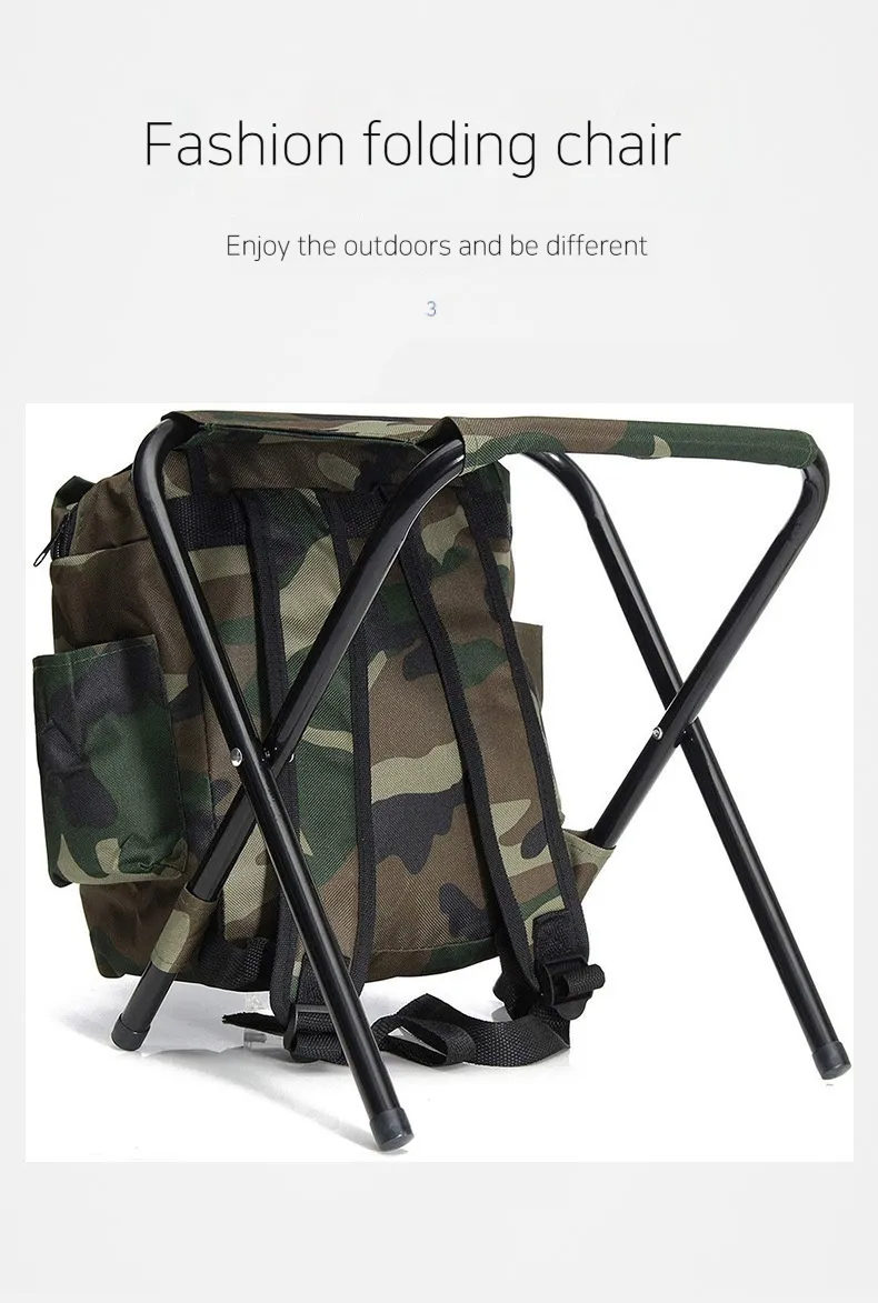Chaise de randonnée portable camouflage, banc de pêche pliable, pour le camping_voghion.com
