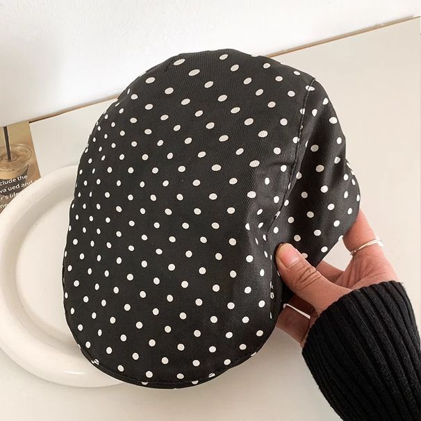 Polka Dot Forward For Women, Spring And Summer, Large Head Circumference, Reversible Beret, Korean Style, Versatile,_voghion.com