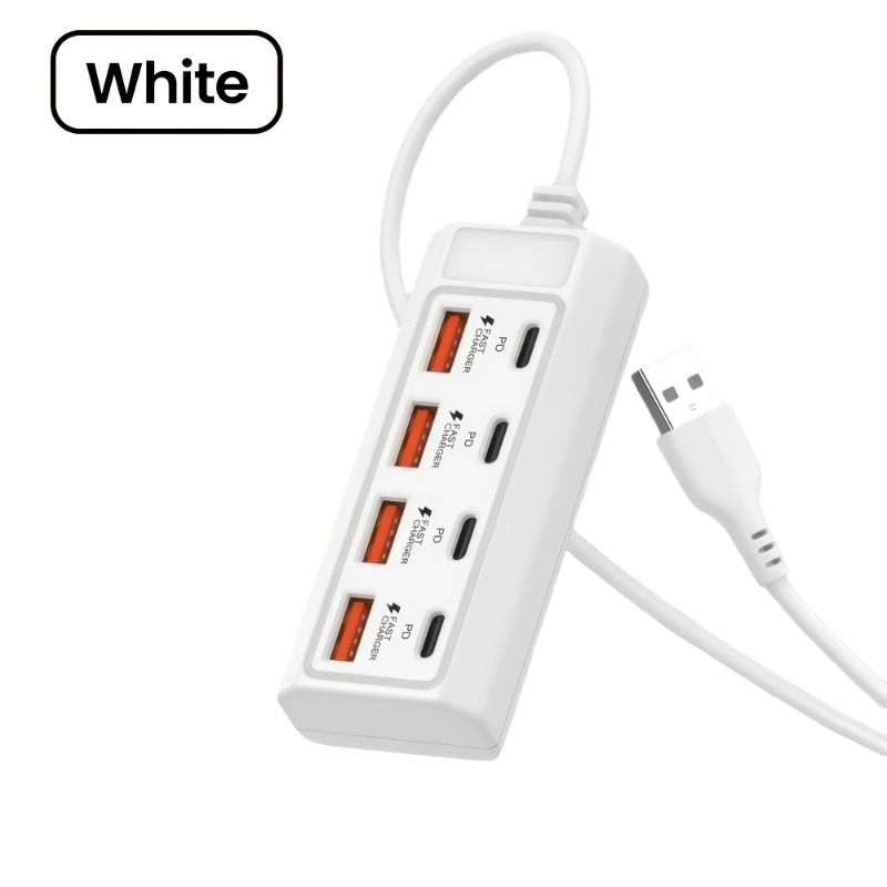 Adaptor USB cu încărcare rapidă de 25W cu 8 porturi [4USB+4PD] Hub - Interfață multiplă pentru dispozitive USB de 5V, cum ar fi computere, laptopuri, tablete etc._voghion.com