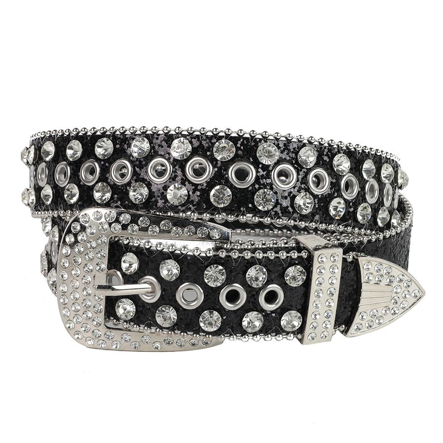 Cintura da donna in denim con strass intarsiati_voghion.com