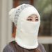 Caldo invernale per donna con sciarpa e mascherina, monopezzo in maglia di lana, foderato e ispessito, protezione per le orecchie, neve, mamma_voghion.com