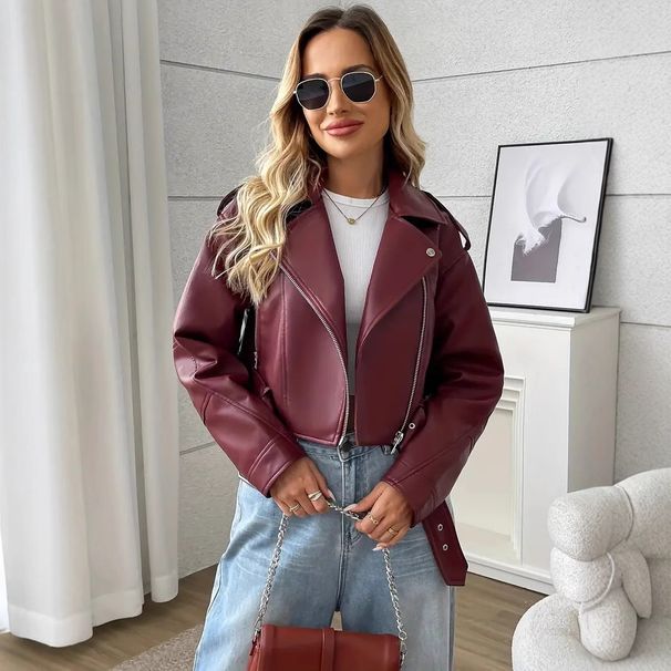Kurze PU-Lederjacke für Damen – Edgy Retro-Bikermantel mit Reverskragen, Streetwear-Mode für Badass-Vibes_voghion.com