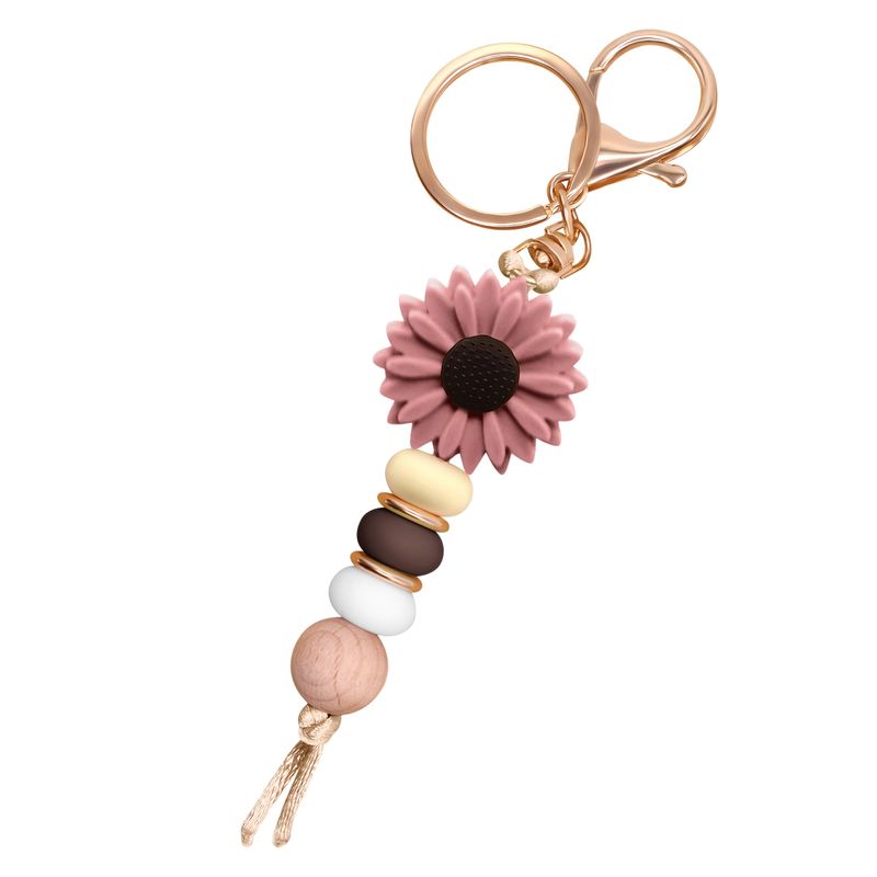 Flower Silicone Bead Keychain, Women's Cute Keyring Holder, Suitable For Car Keys, Wallets, Backpacks, Jewelry Decoration_voghion.com