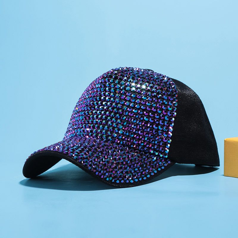 Cappello da baseball rosso per donna primavera ed estate versione coreana strass rete moda personalità berretto visiera parasole_voghion.com