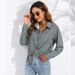 Verve Damen Frühling und Herbst Plaid Lose Casual Langarm Shirt mit Turn-Down-Kragen_voghion.com
