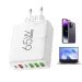 Multiple Ports 6 Block 4 USB And 2 Type-C 65W Port Charging Adapter Wall Charger Plug Fast_voghion.com