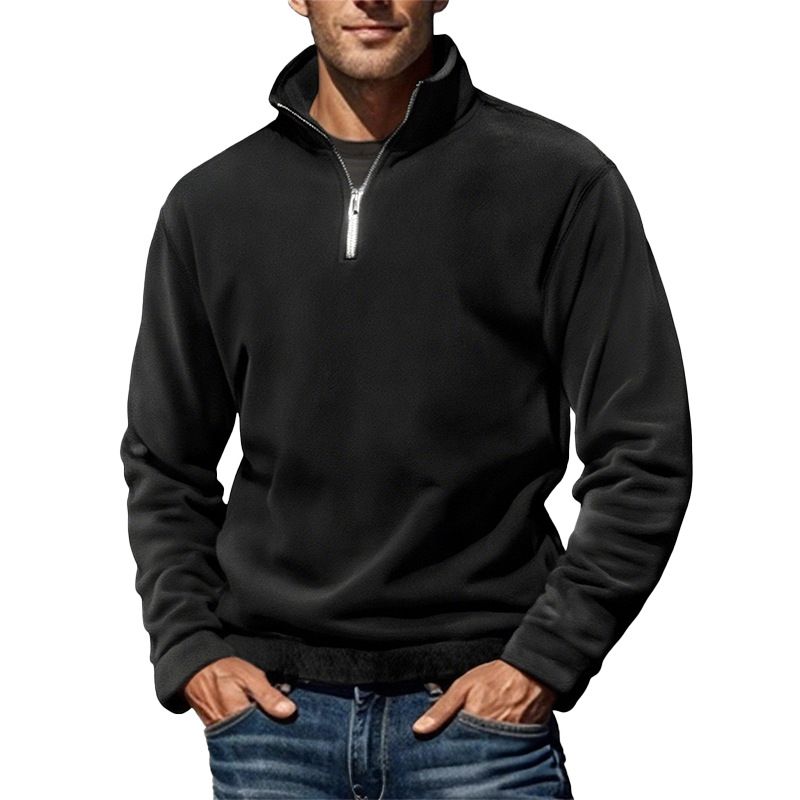 Maglione pullover casual semplice con collo alto, tinta unita, da uomo, autunno e inverno_voghion.com