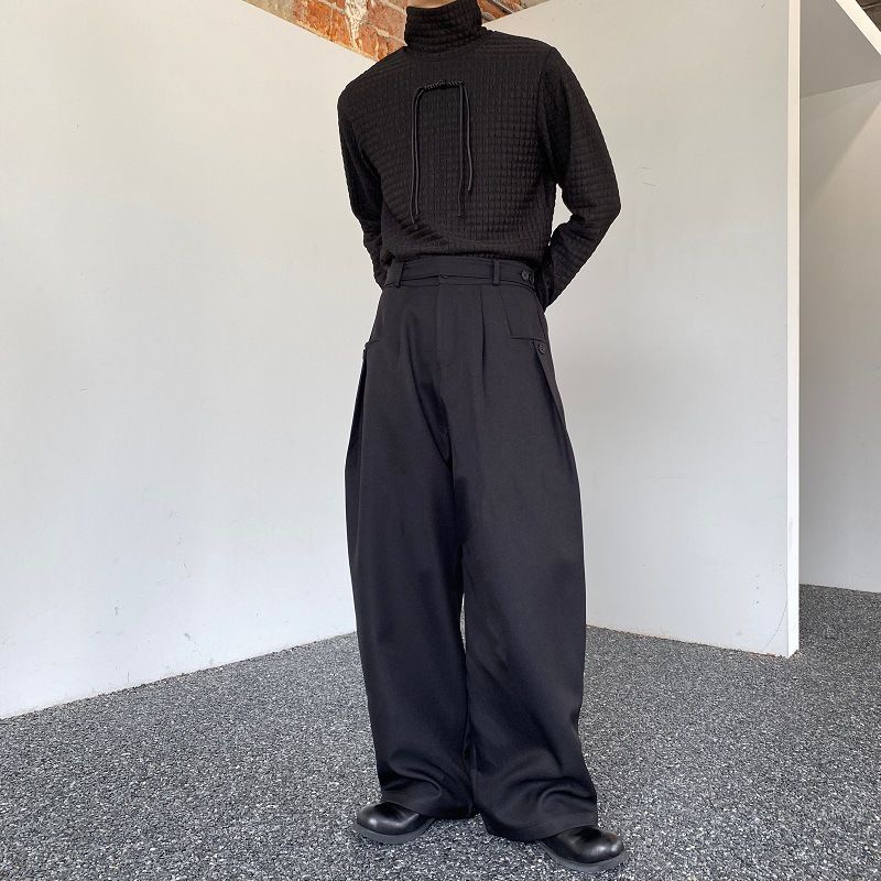 Pantaloni da uomo a gamba dritta, casual, invernali, vestibilità ampia, vita alta, in misto poliestere, tinta unita_voghion.com