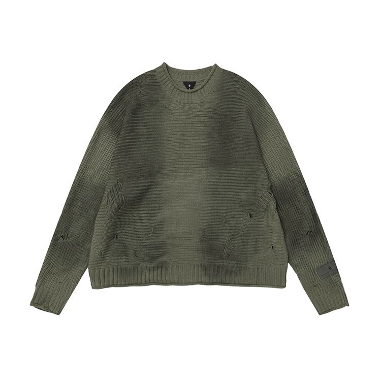 Männerkleeder Pullover mat Distressed Hole Design Hierscht a Wanter Neie Cleanfit Neutralen Pullover fir Lazy Couple_voghion.com