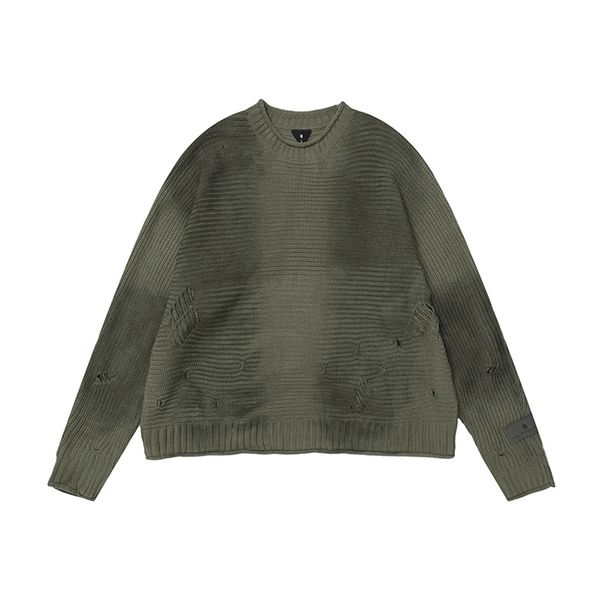 Männerkleeder Pullover mat Distressed Hole Design Hierscht a Wanter Neie Cleanfit Neutralen Pullover fir Lazy Couple_voghion.com