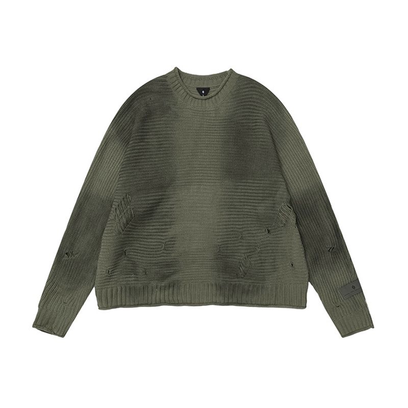 Männerkleeder Pullover mat Distressed Hole Design Hierscht a Wanter Neie Cleanfit Neutralen Pullover fir Lazy Couple_voghion.com