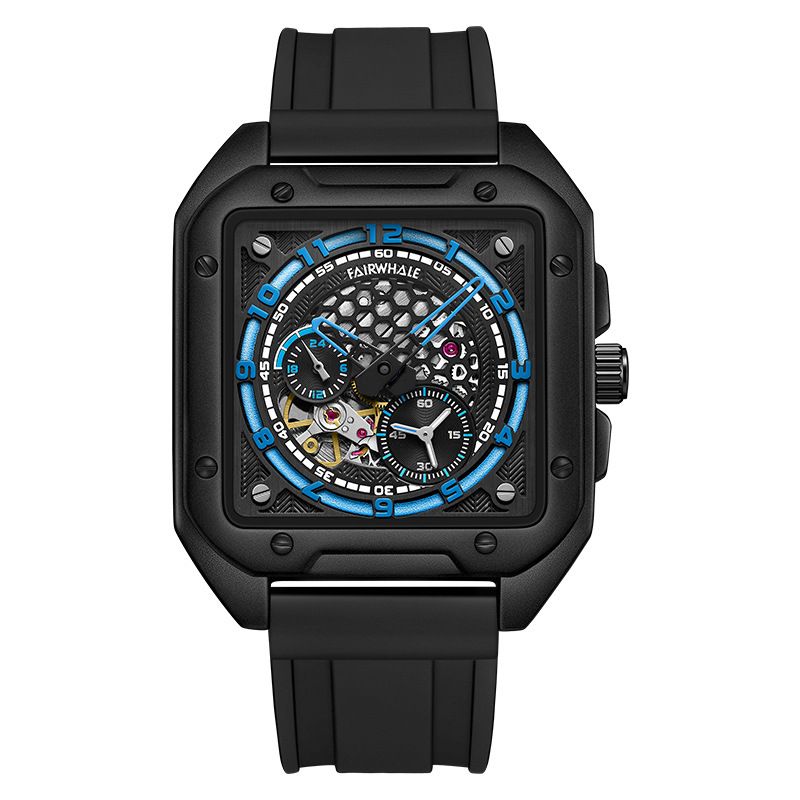 Mark Huafei Watch Men's Mechanical Watch Mesh Hollow Tourbillon Sports Square Watch Customized Product_voghion.com