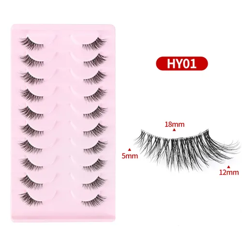 Eyelashes Set New Cat Eye False Eyelashes Eye End Extension Transparent Stem Eyelashes 10 Pairs_voghion.com
