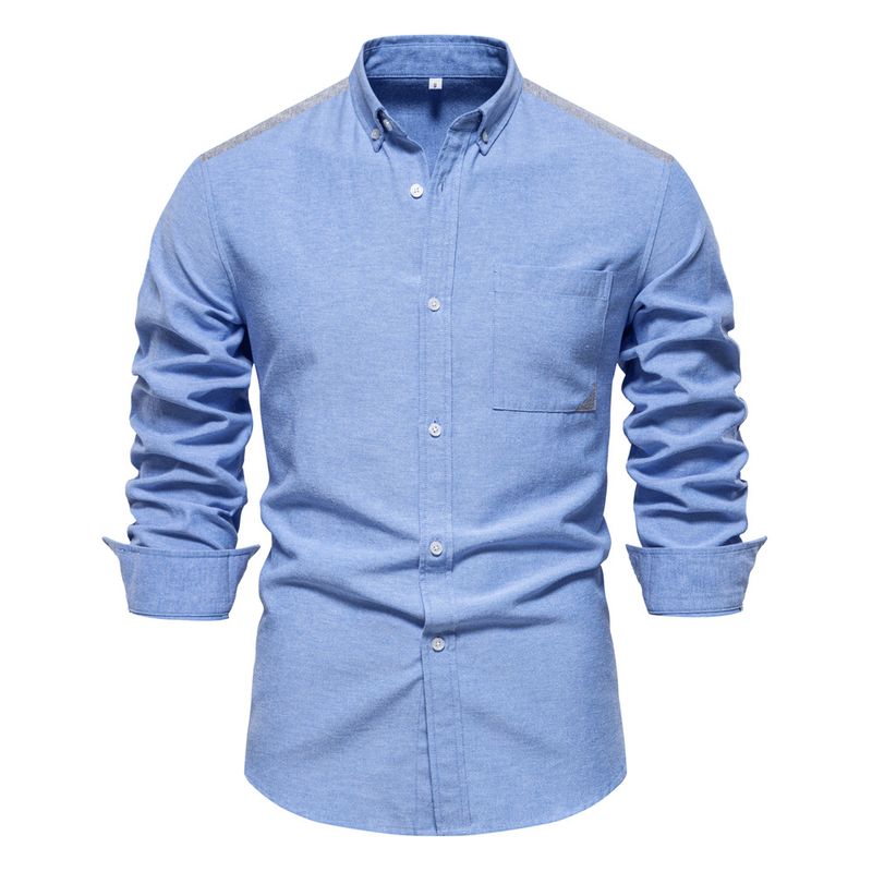 2024 Frühjahr Neue Europäische Oxford Spinning Shirt Casual Vielseitige Mode Farbige Lange ärmeln Top männer_voghion.com