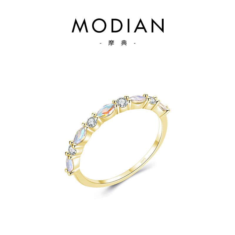 Anelli colorati impilabili in argento puro per donna, gioielli con anello chiuso minimalista alla moda_voghion.com