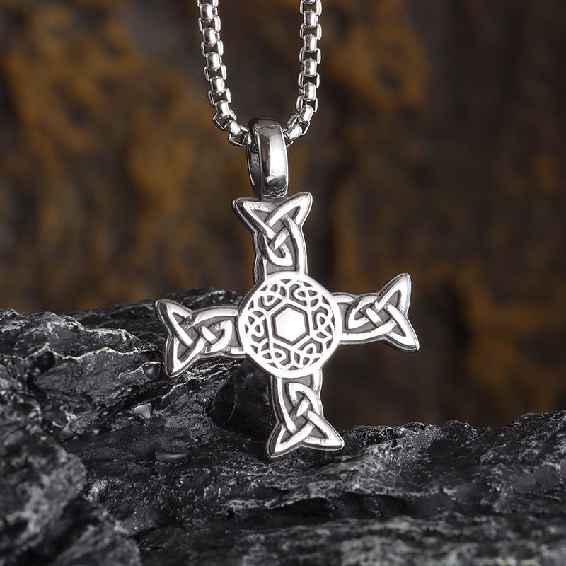 Vintage Rish Nordic Cross Celtic Knot Anhänger Halskette für Männer Frauen norwegischen glücklichen Amulett Schmuck_voghion.com