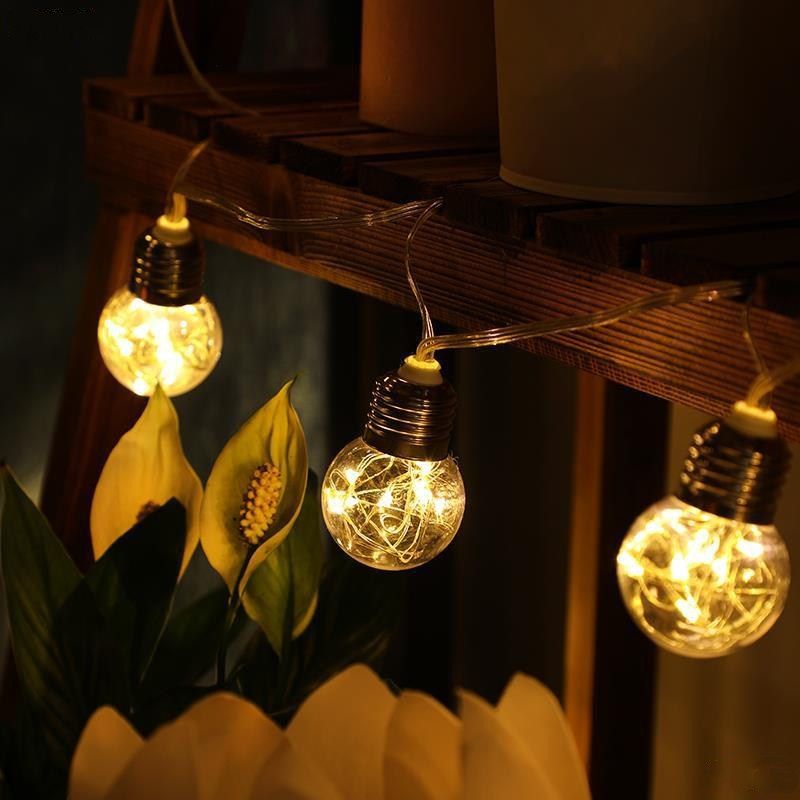 Solar Copper Wire Light Bulb String Transparent G45 Bulb Courtyard Garden Outdoor Decorative Light_voghion.com