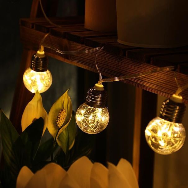 Solar Copper Wire Light Bulb String Transparent G45 Bulb Courtyard Garden Outdoor Decorative Light_voghion.com