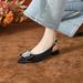 Rhinestone Camellia Pointed Toe Chunky 2025 Shoes Spring New French Style Low Heel Sandals Women's High-End Feel_voghion.com