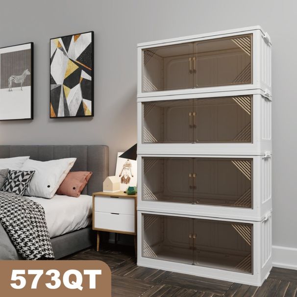 For Storage 4Pack Organizers Box Transparent Closet Storage 573QT 35.4'' Cabinets Storage Wide St Stackable And Folding Plastic_voghion.com
