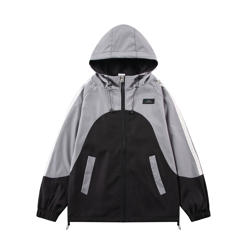 Herren Clashing Colors Outdoor-Punch-Jacke mit Kapuze, dicker Mantel, Top-Kleidung_voghion.com