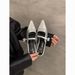 Chunky Heel Closed-Toe Mules For Women, Spring/Summer 2025 New Slip-On Pointed Toe Mary Jane Silver Single Shoes_voghion.com