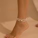 Elastic Double Layer Pearl Banquet Elegant Business Beaded Turquoise Anklet Foot Jewelry_voghion.com