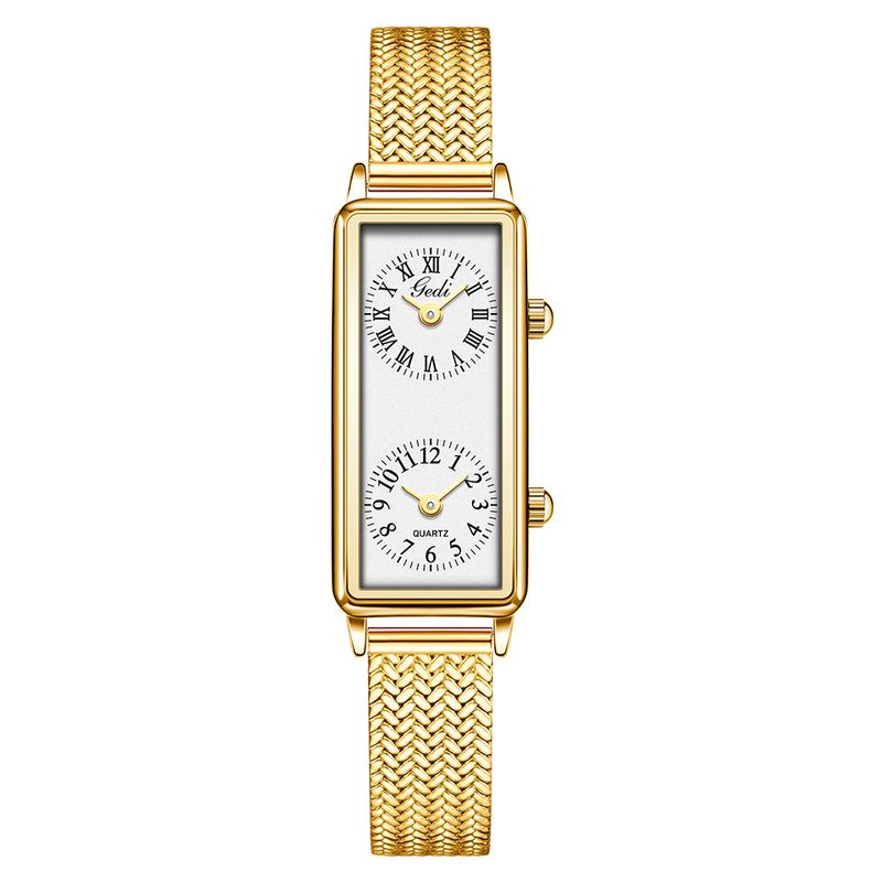 Goldie Creative Movement Women's Small Square Ladies Dual Time Zone Niche High-end Feel Yingying Watch_voghion.com