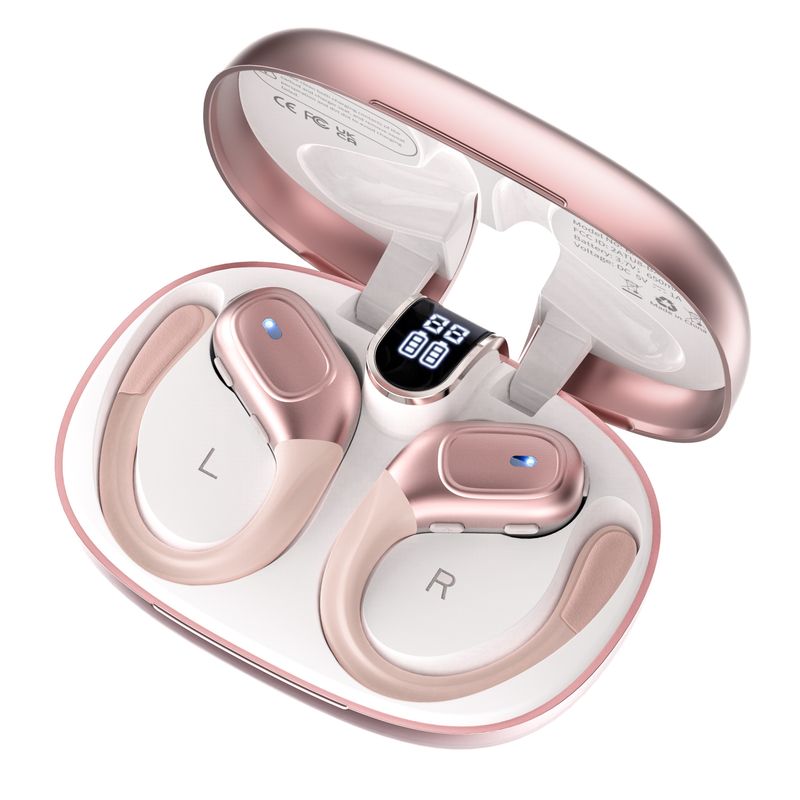 Fones de ouvido intra-auriculares esportivos sem fio TWS com display digital LED e microfone com cancelamento de ruído CVC 8.0_voghion.com