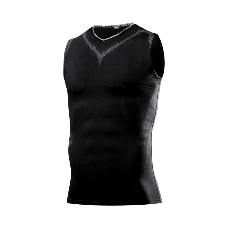 Men's Clothing Tight Training Vest Sleeveless Sports Running Gym Basketball Elastic Quick Drying Vest_voghion.com