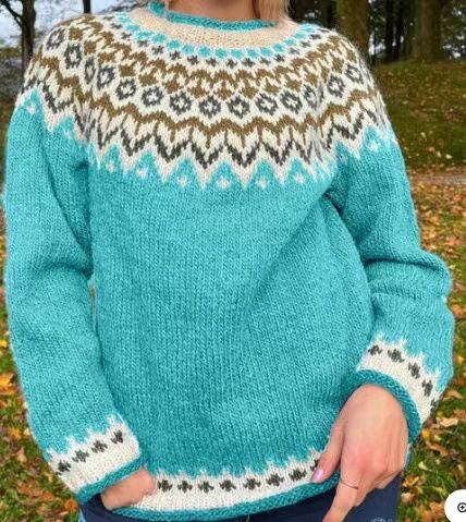 Women's Stylish 3D Jacquard Knit Sweater - Loose Fit Round Neck Pullover With Color Block Design, Comfortable Polyester Blend_voghion.com