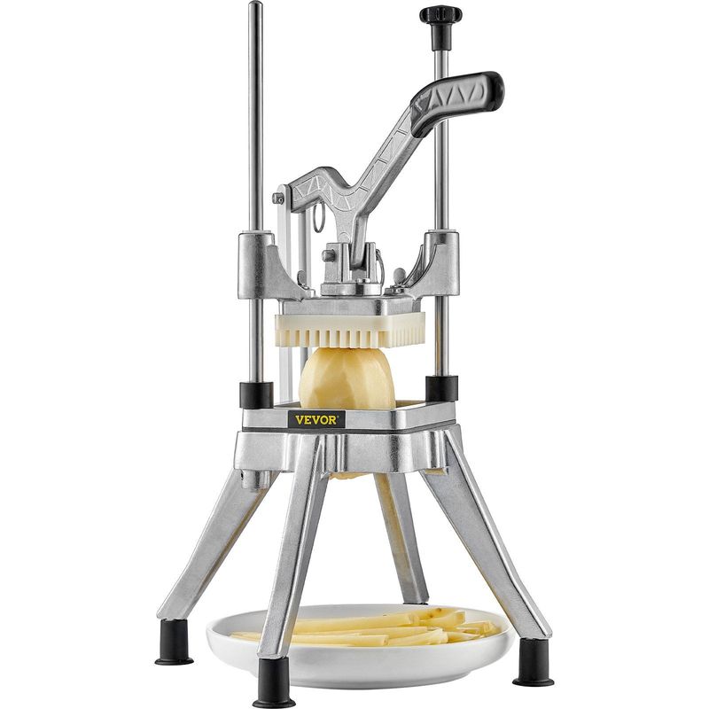 VEVOR Commercial Vegetable Fruit Chopper 1/2″ Blade Heavy Duty Professional Food Dicer Kattex French Fry Cutter Onion Slicer Stainless Steel For Tomato Peppers Potato Mushroom, Sliver_voghion.com