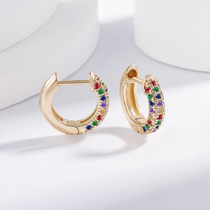 Fashion Mixed Color Zircon Ear Buckles Micro Inlaid With Dias Temperament Queen Earrings_voghion.com