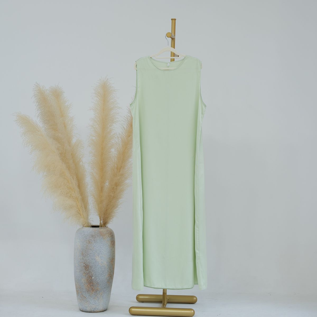 Abito da donna con maniche a tromba piccole, tinta unita, con perline, per tutti i giorni_voghion.com