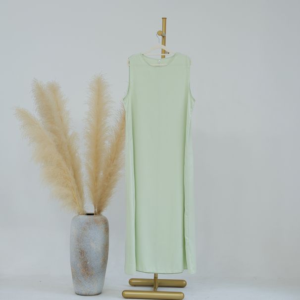 Abito da donna con maniche a tromba piccole, tinta unita, con perline, per tutti i giorni_voghion.com