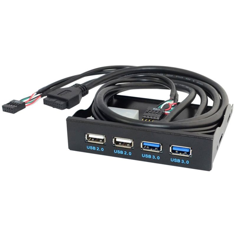 3.5inch USB 3.0 2.0 19/9PIN Floppy Drive Bay 4-Hub Front Panel for Desktop PC_voghion.com