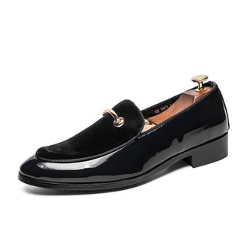 Men's Shoes Casual Small Leather Shoes Business Formal Splice Metal Buckle Men's Shoes_voghion.com