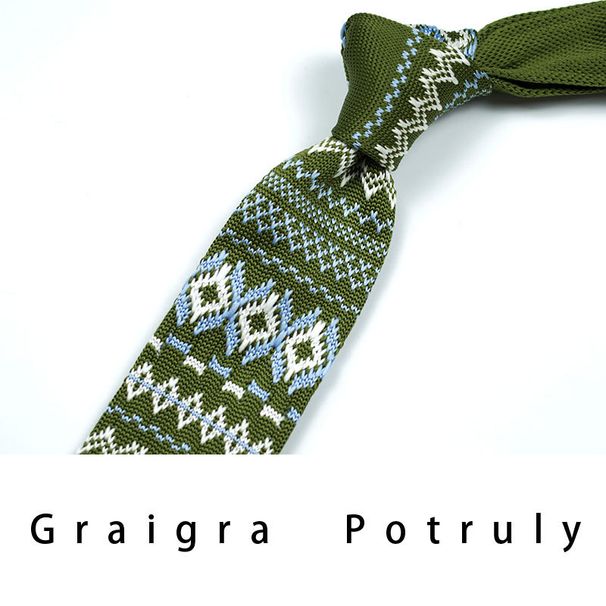 Men's Ties & Handkerchiefs style ethnic style coffee color yellow gray dark green width 6CM men's knitted tie_voghion.com