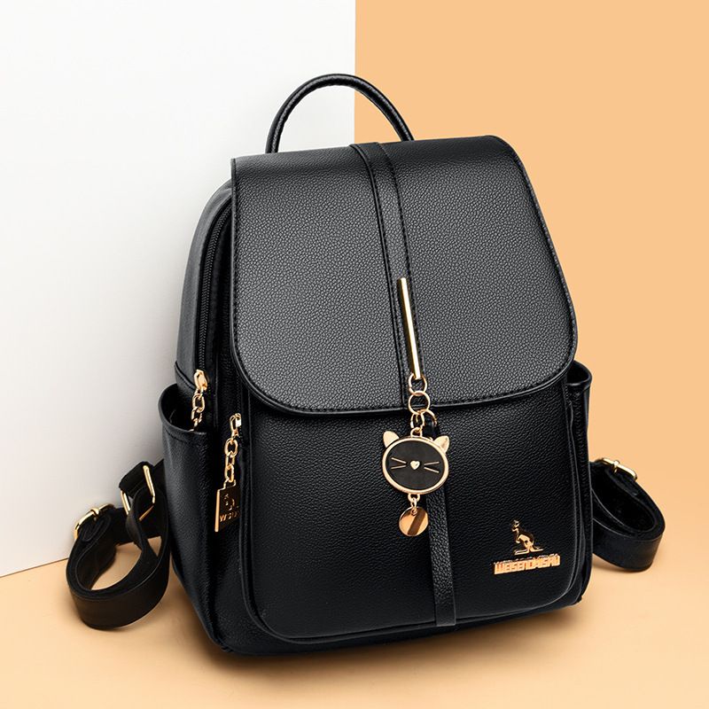 Damentaschen Weicher Lederrucksack für Frauen 2023 Winter Neues Lychee-Muster Großer Rucksack Modischer Känguru-Einteiler Drop Shipping_voghion.com